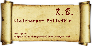 Kleinberger Bolivár névjegykártya